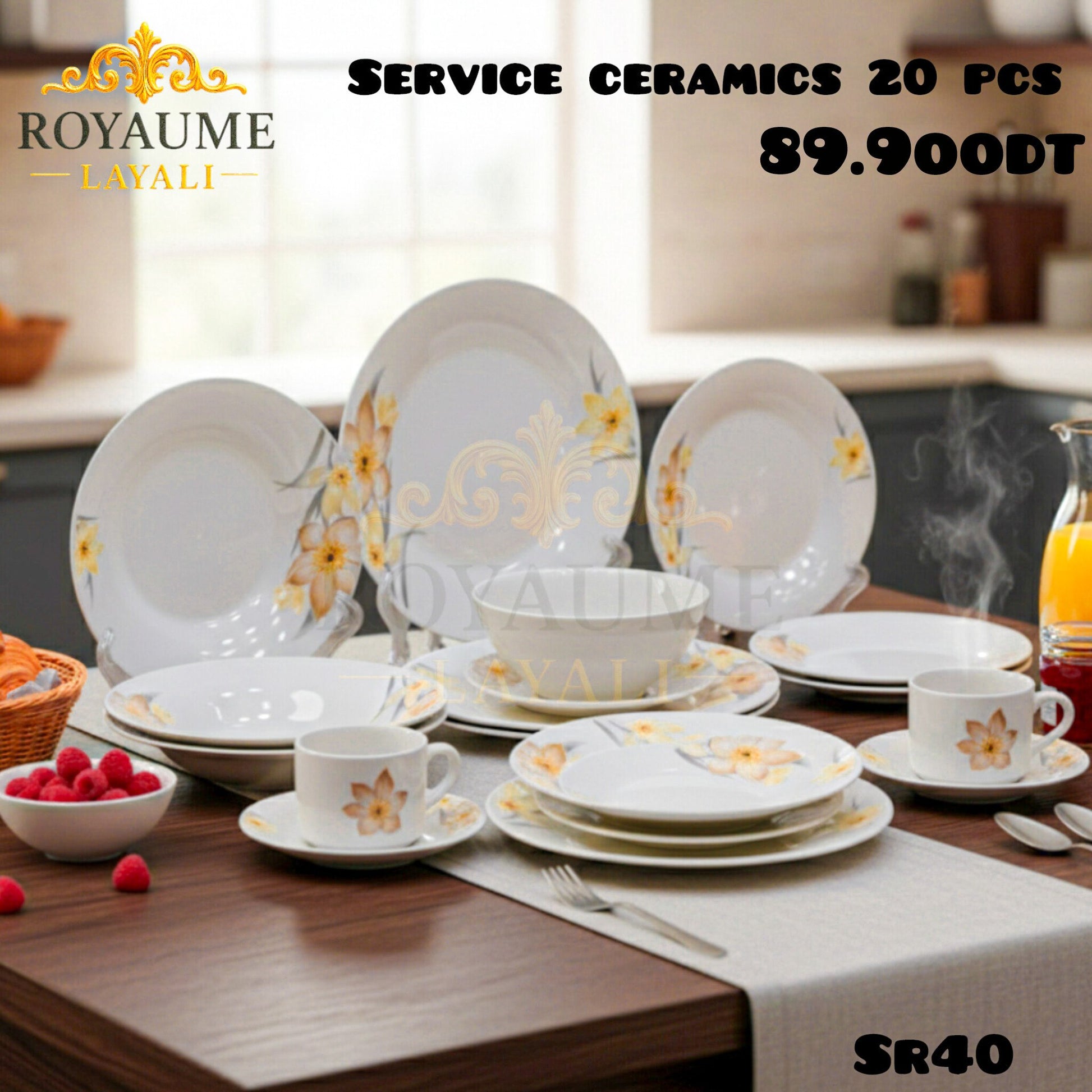 Service en céramique 20 pièces Floral Vanilla