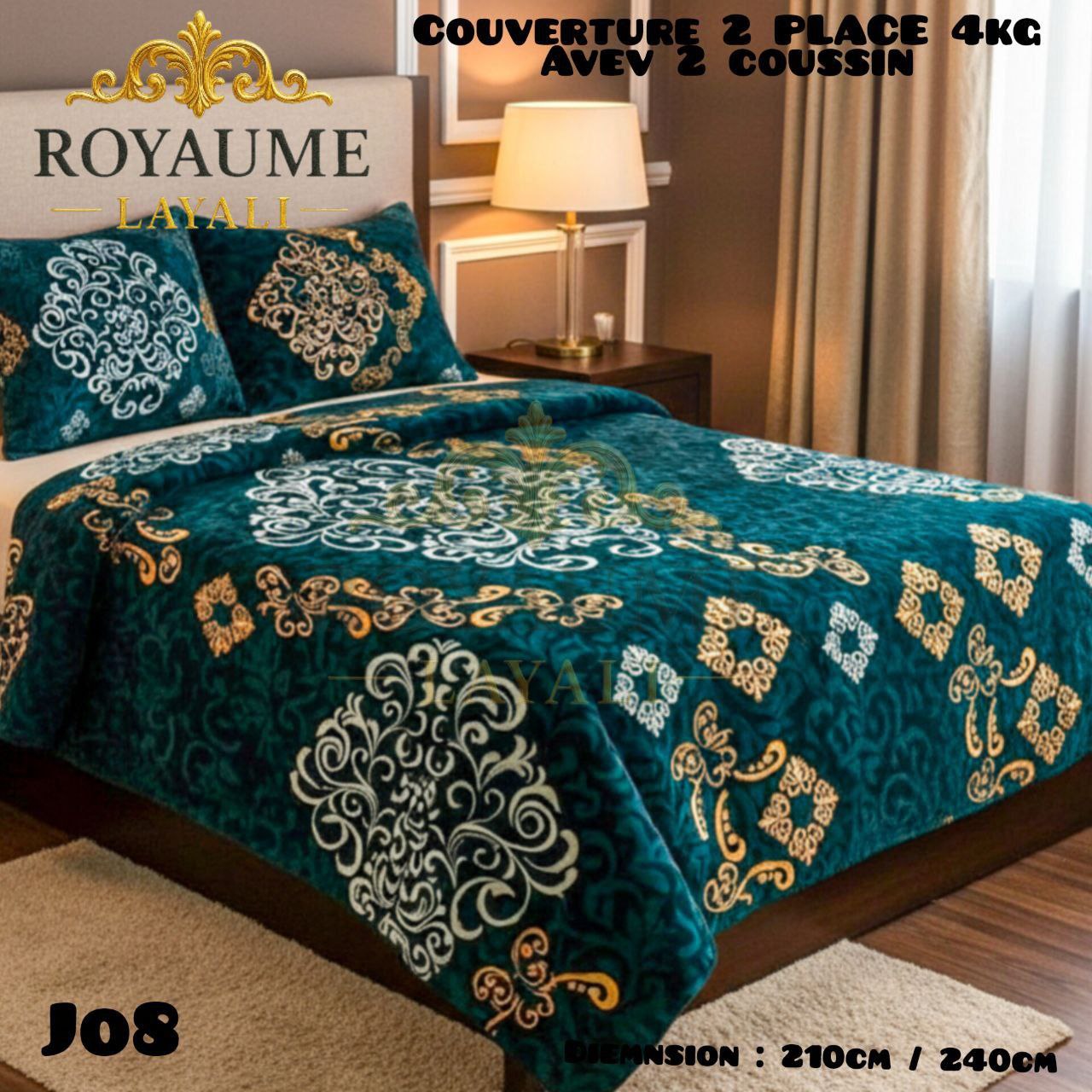 🛏️ Couverture Luxe  4kg + 2 Coussins