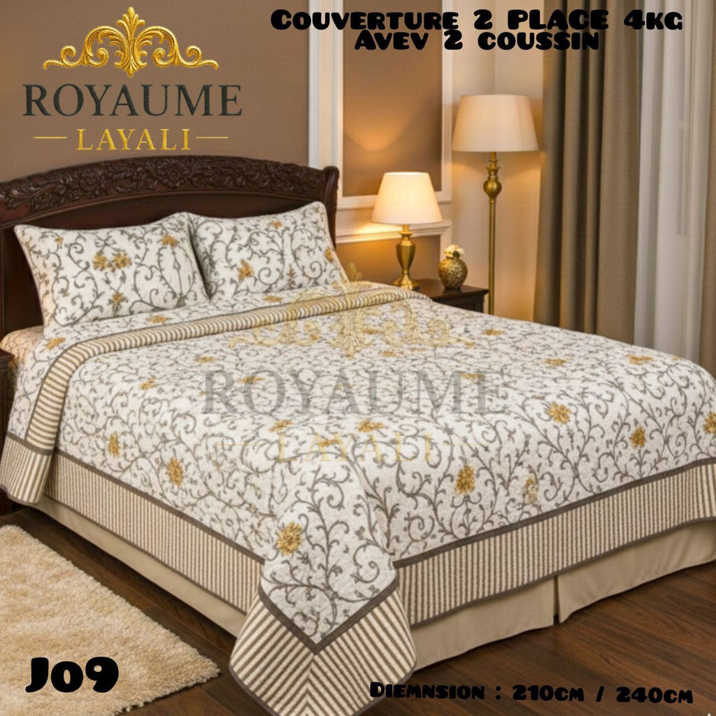 🛏️ Couverture Luxe  4kg + 2 Coussins