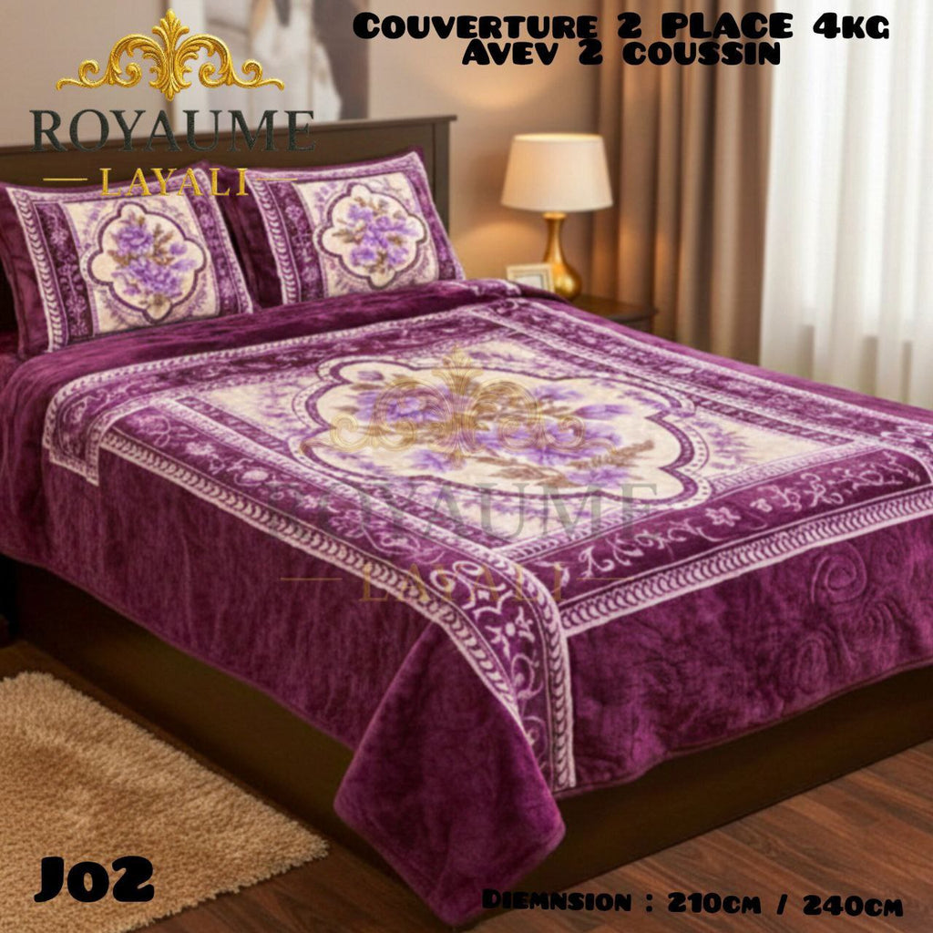 🛏️ Couverture Luxe  4kg + 2 Coussins