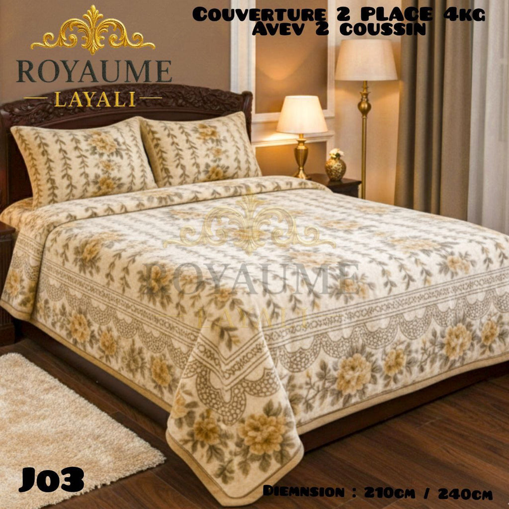 🛏️ Couverture Luxe  4kg + 2 Coussins