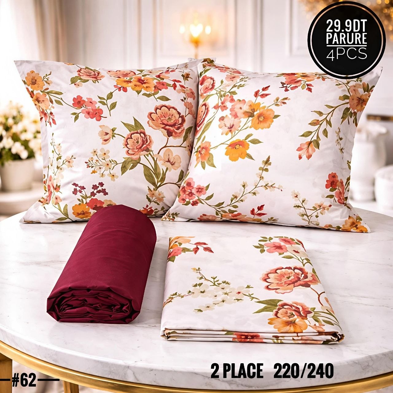 Parure Drap Housse 100% Coton 4 Pcs