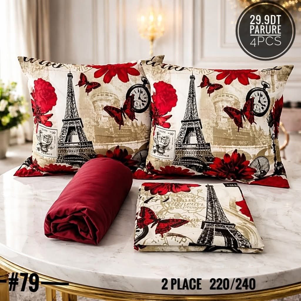 Parure Drap Housse 100% Coton 4 Pcs
