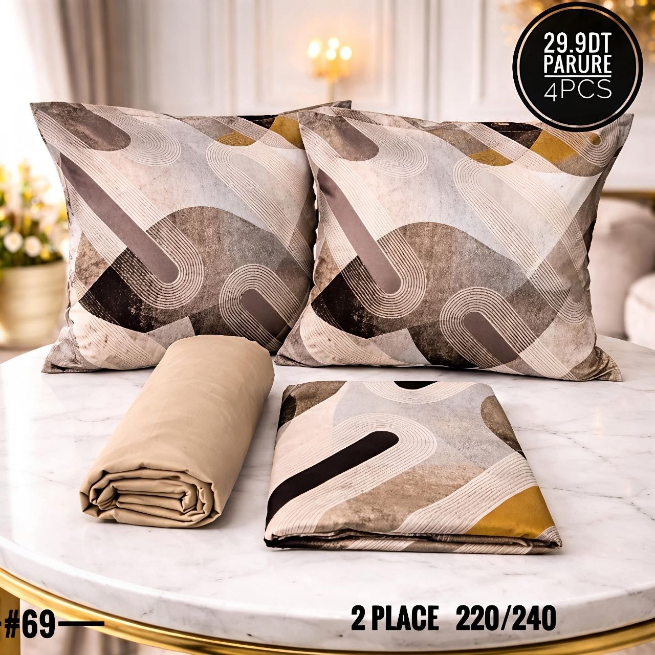 Parure Drap Housse 100% Coton 4 Pcs