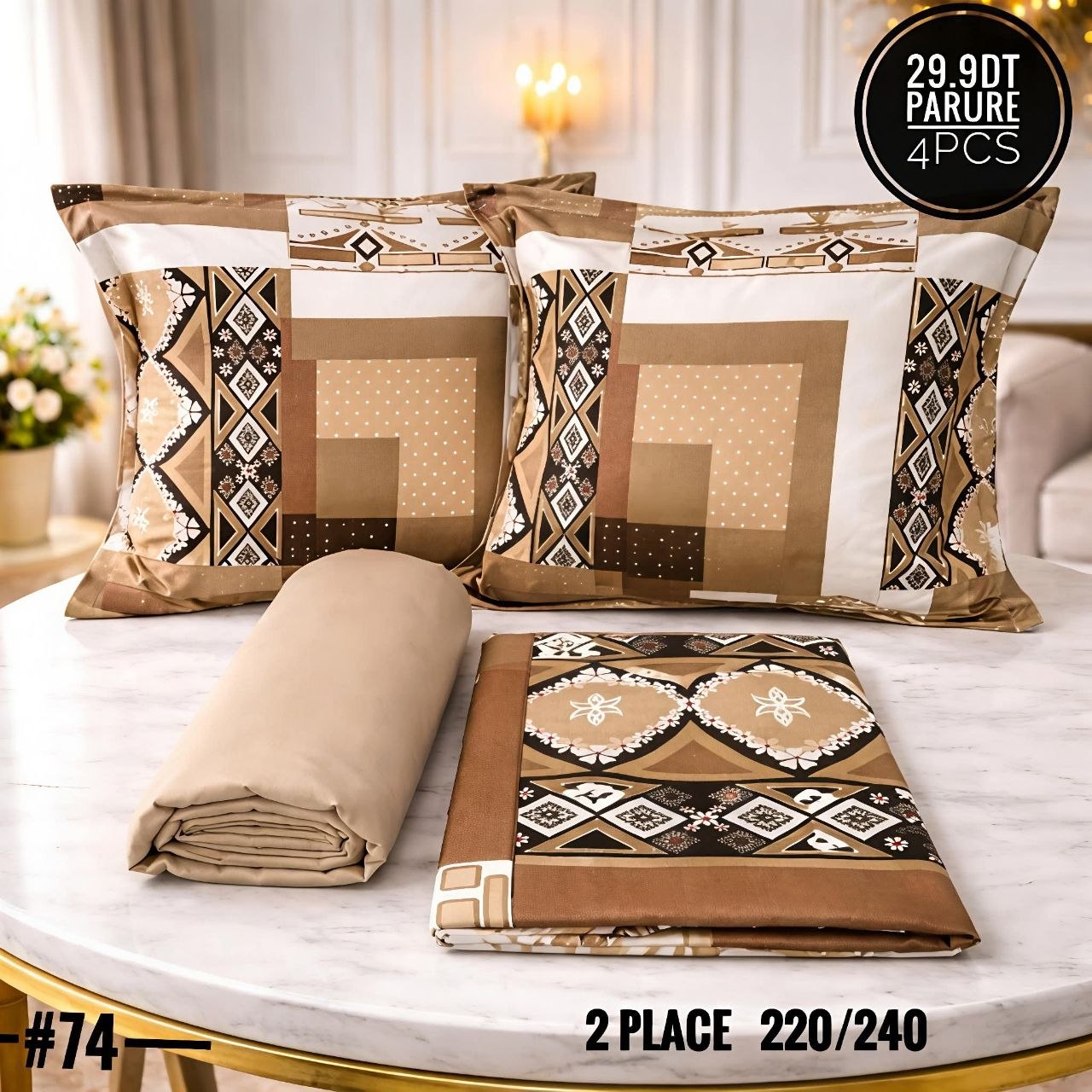 Parure Drap Housse 100% Coton 4 Pcs
