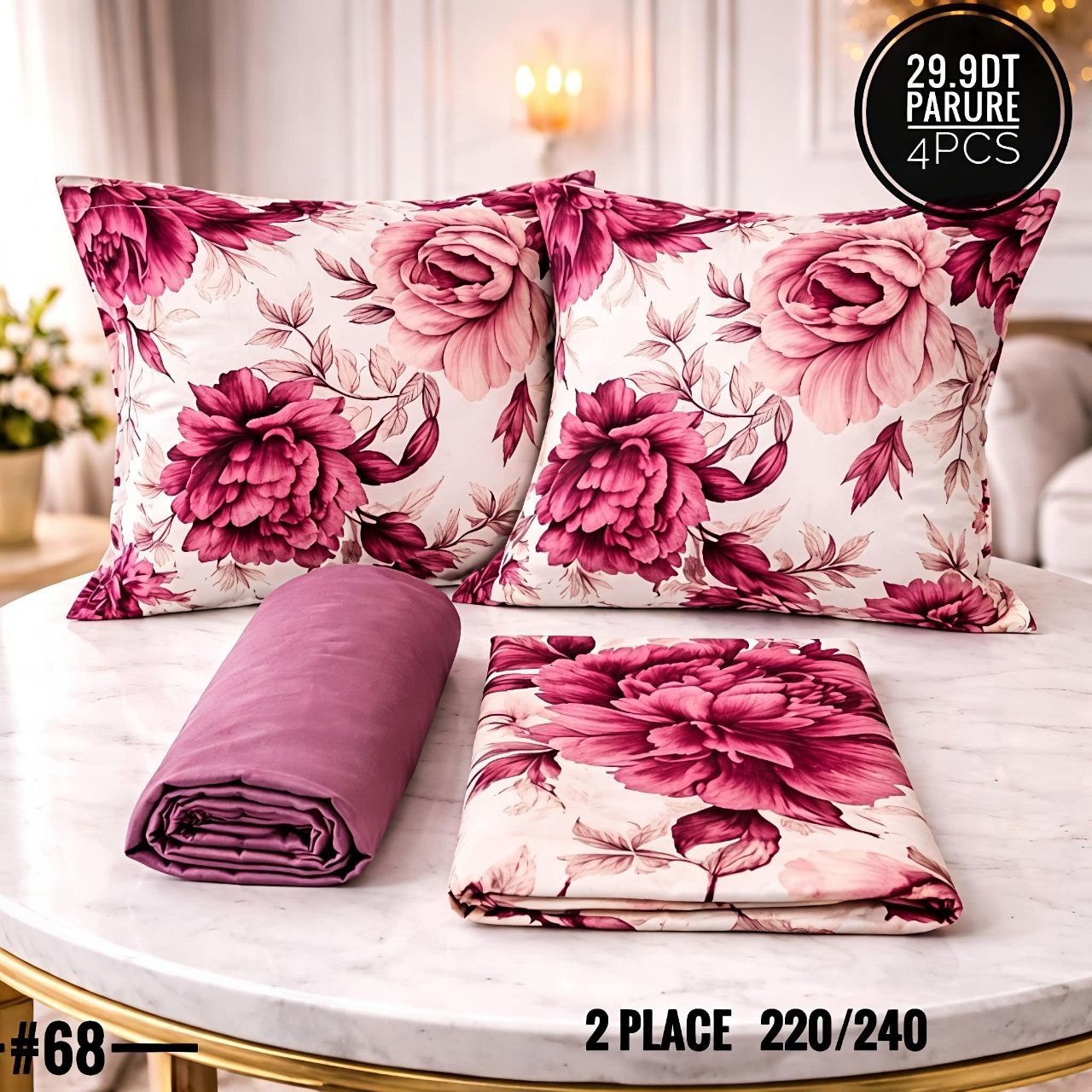 Parure Drap Housse 100% Coton 4 Pcs