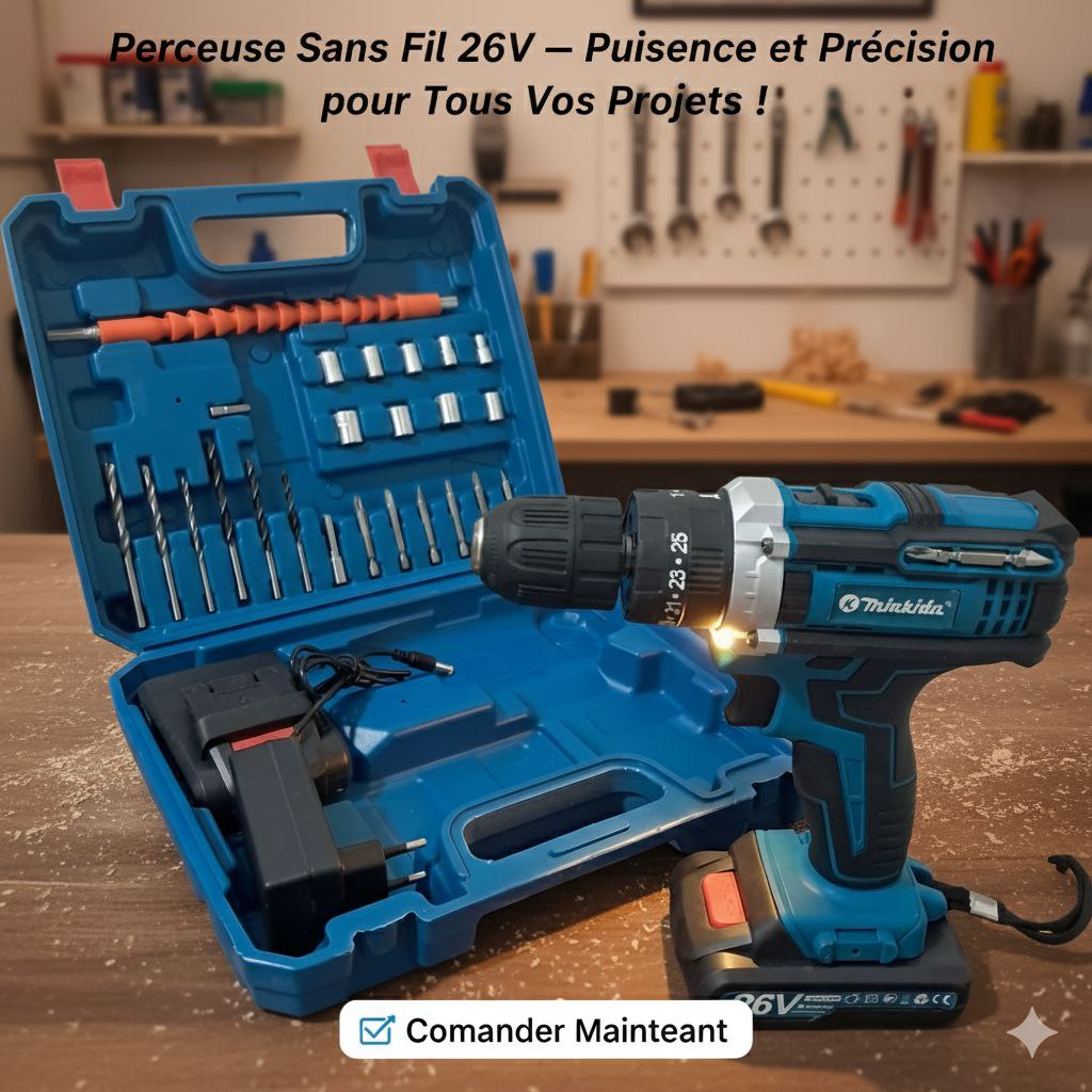 Perceuse Sans Fil 26V - Kit Complet Multifonction