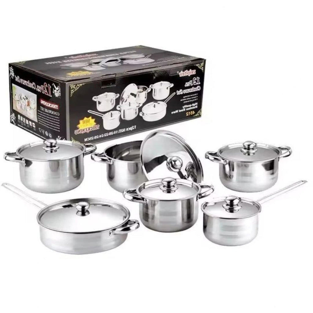 🔥 Batterie de Cuisine Inox – 12 Pièces