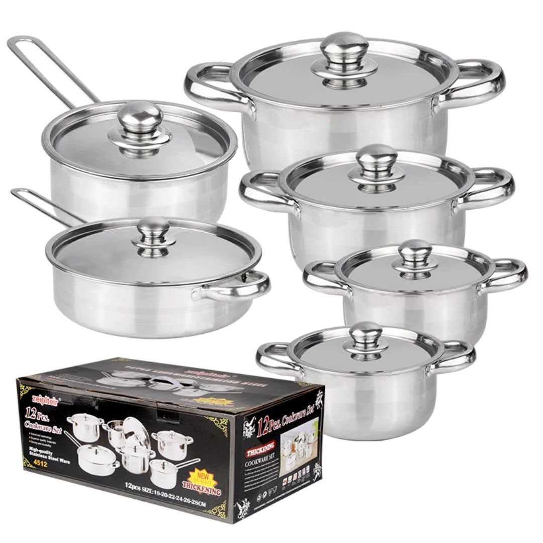 🔥 Batterie de Cuisine Inox – 12 Pièces