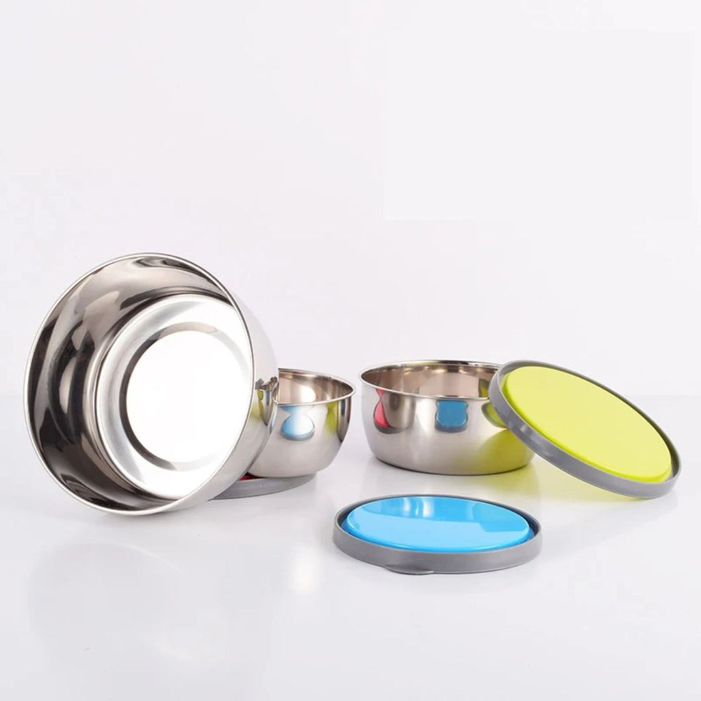 Pack 3 صواني إينوكس بغطاء – للتخزين وتنظيم الماكلة (3 أحجام) Couleure