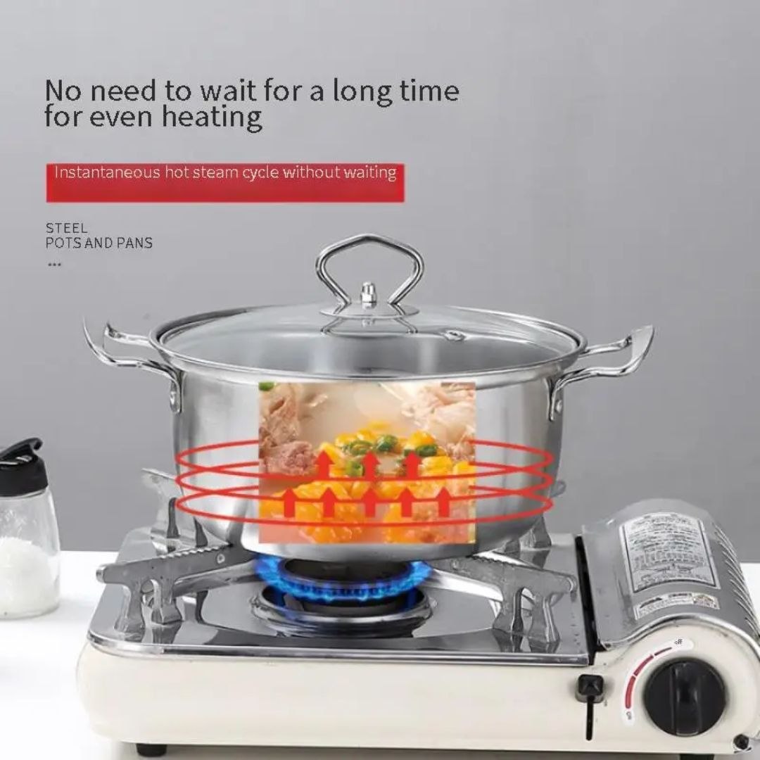 Set de Cuisine Inox 5 Pièces – 2 Faitous  et Poêle avec Couvercles inoxydable