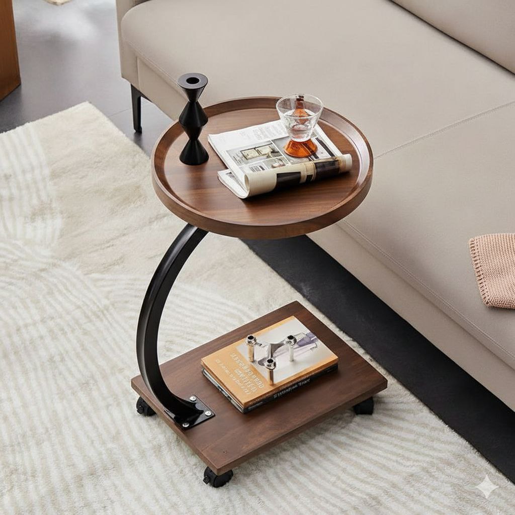 ✨ Table d’appoint ronde sur roulettes ✨