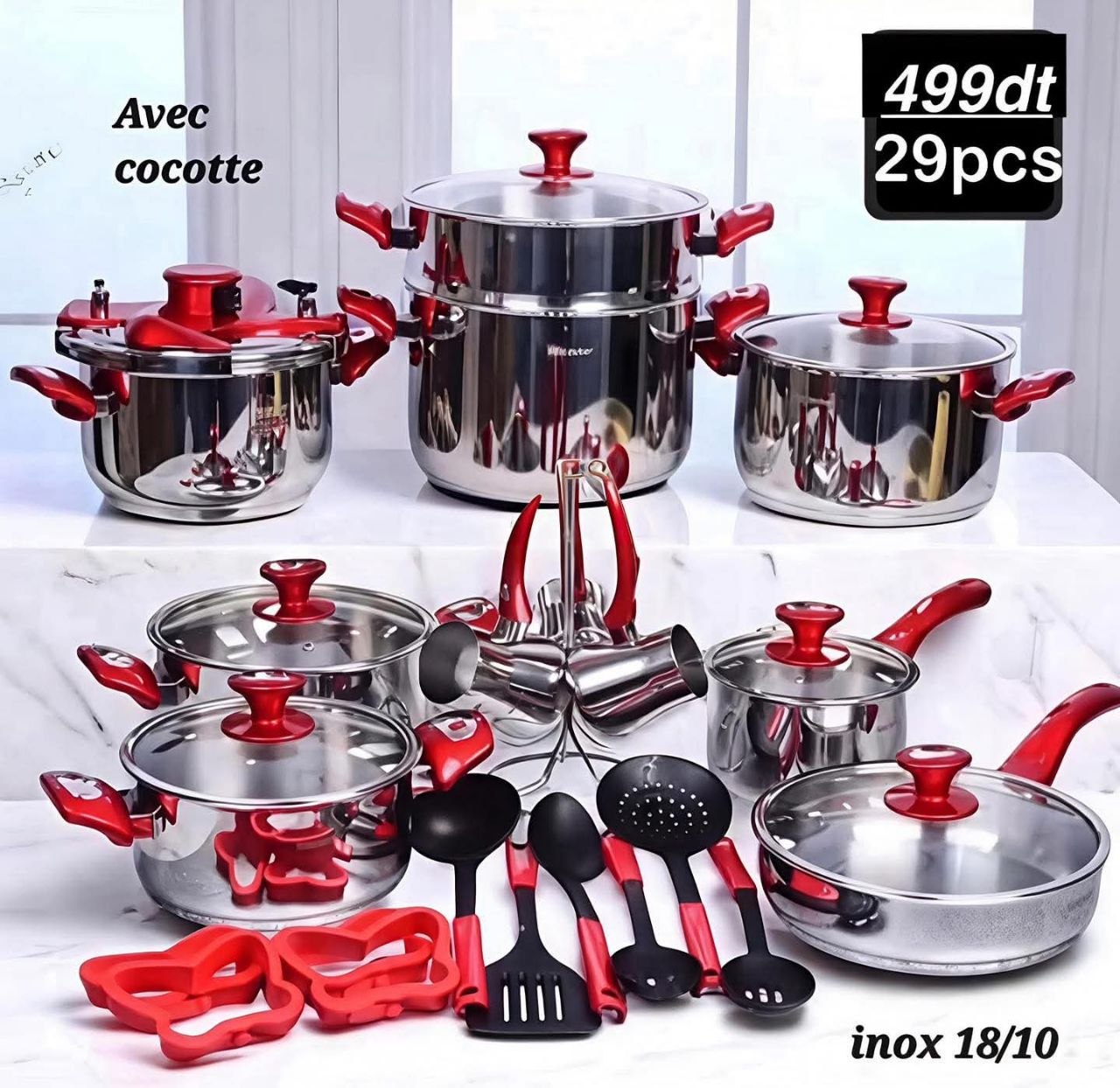 Pack Cuisine Inox 18/10 – 29PCS avec cocotte Hachever