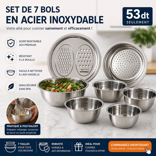 7 PCS Stainless Steel Mixing & Prep Bols Set – Doré