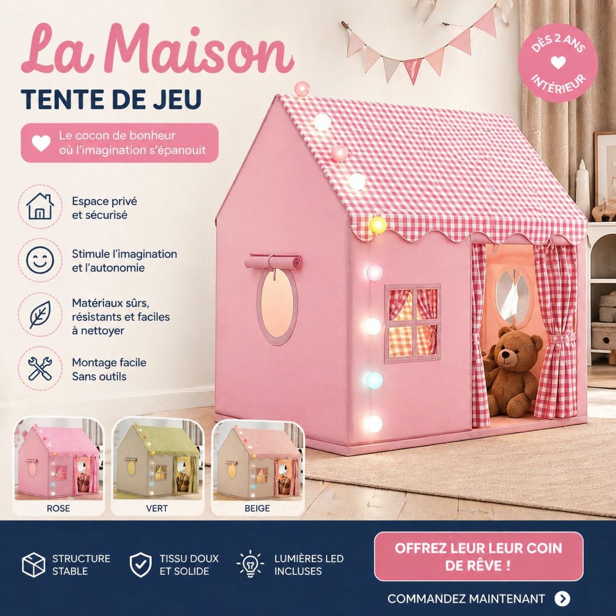 Tente Maison Enfant – Espace de Jeu Premium