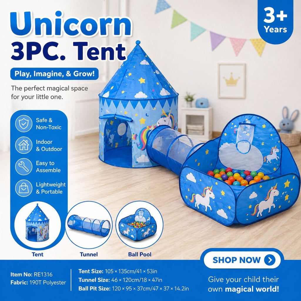 Tent Unicorn 3Pcs   – Aire de jeu magique
