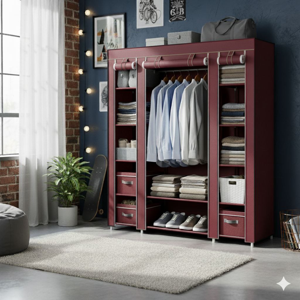 Armoire de Rangement Tissu Pliable Metal