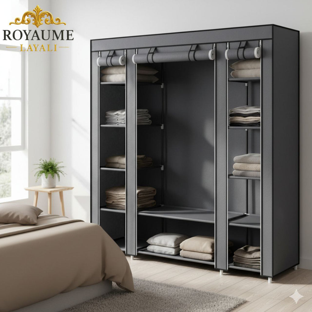 Armoire de Rangement Tissu Pliable Metal