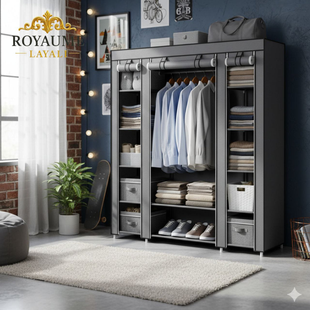Armoire de Rangement Tissu Pliable Metal