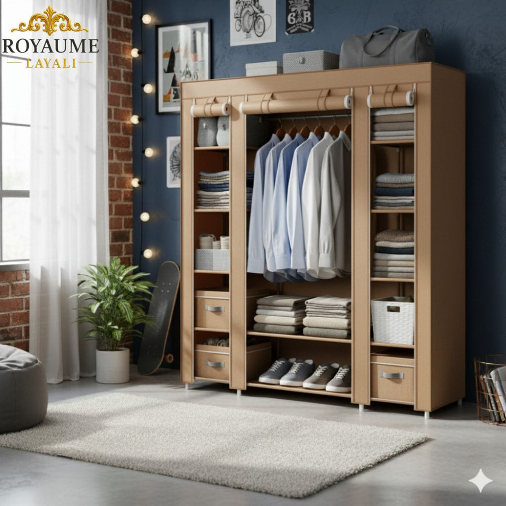 Armoire de Rangement Tissu Pliable Metal