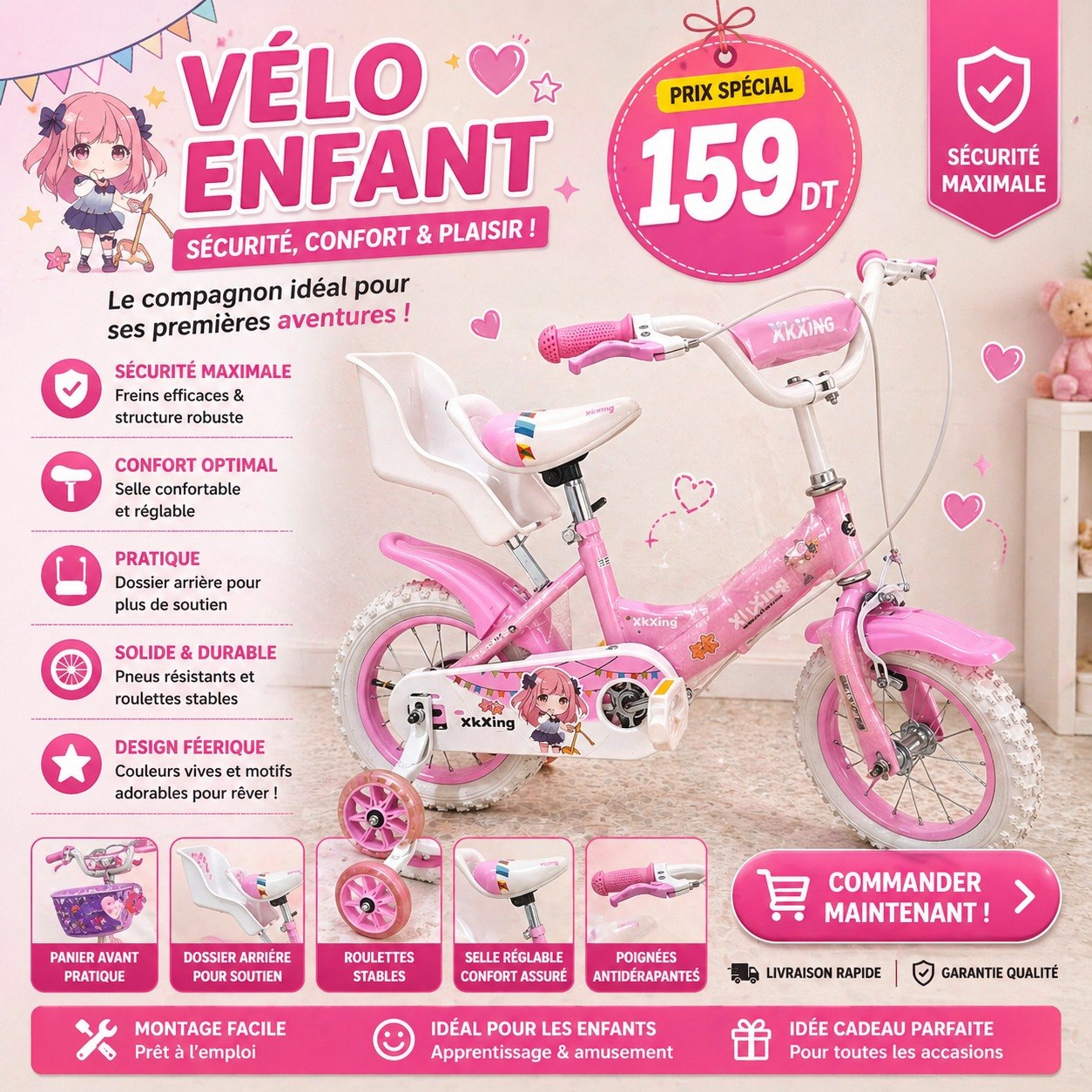 Vélo Enfant sécurité  confort