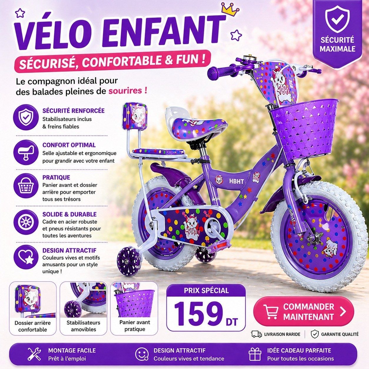 Vélo Enfant sécurité  confort