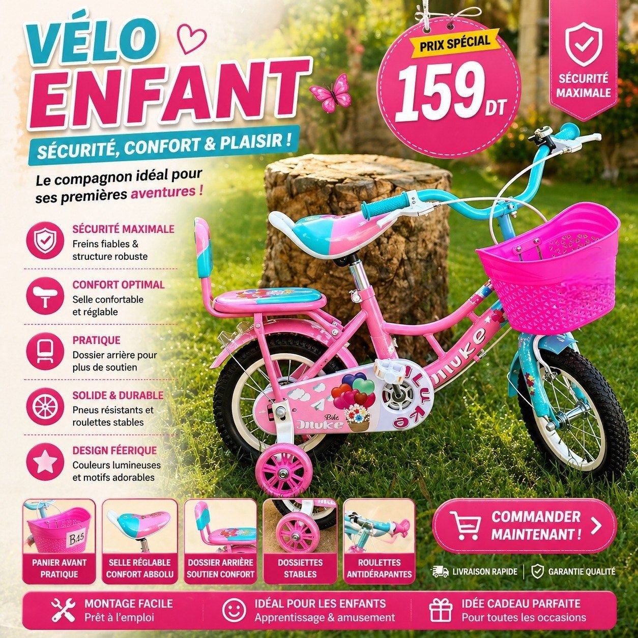 Vélo Enfant sécurité  confort