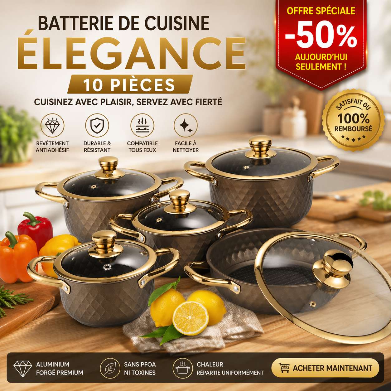 Royal Diamond – Batterie de Cuisine 10 Pièces