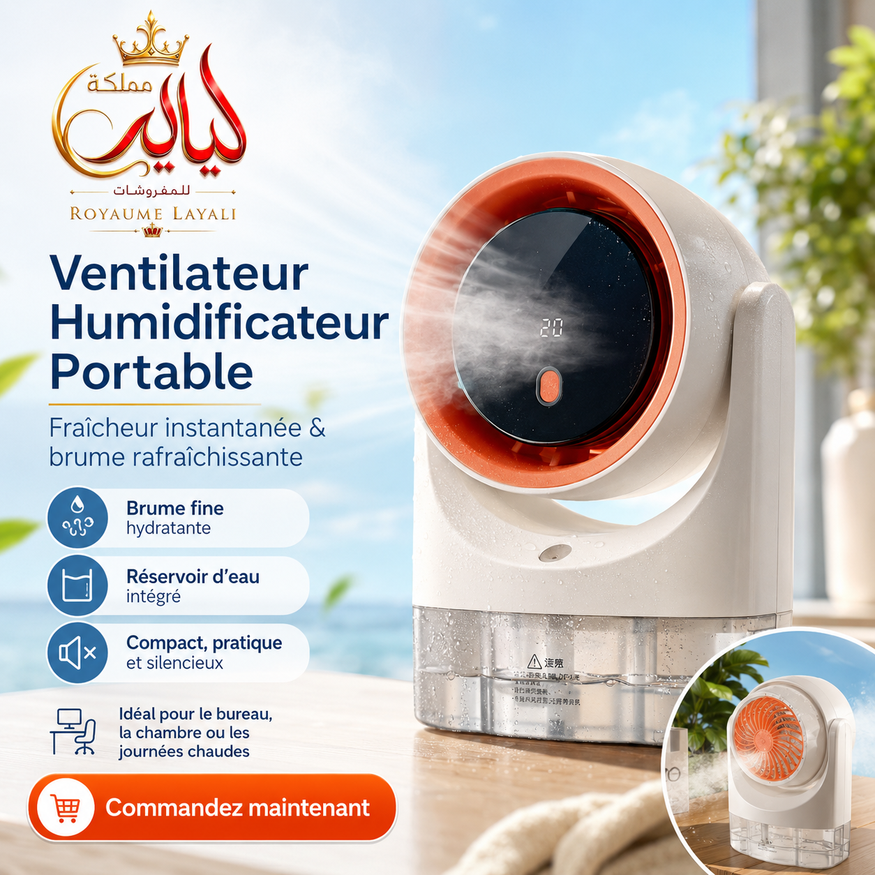 Ventilateur Humidificateur Portable