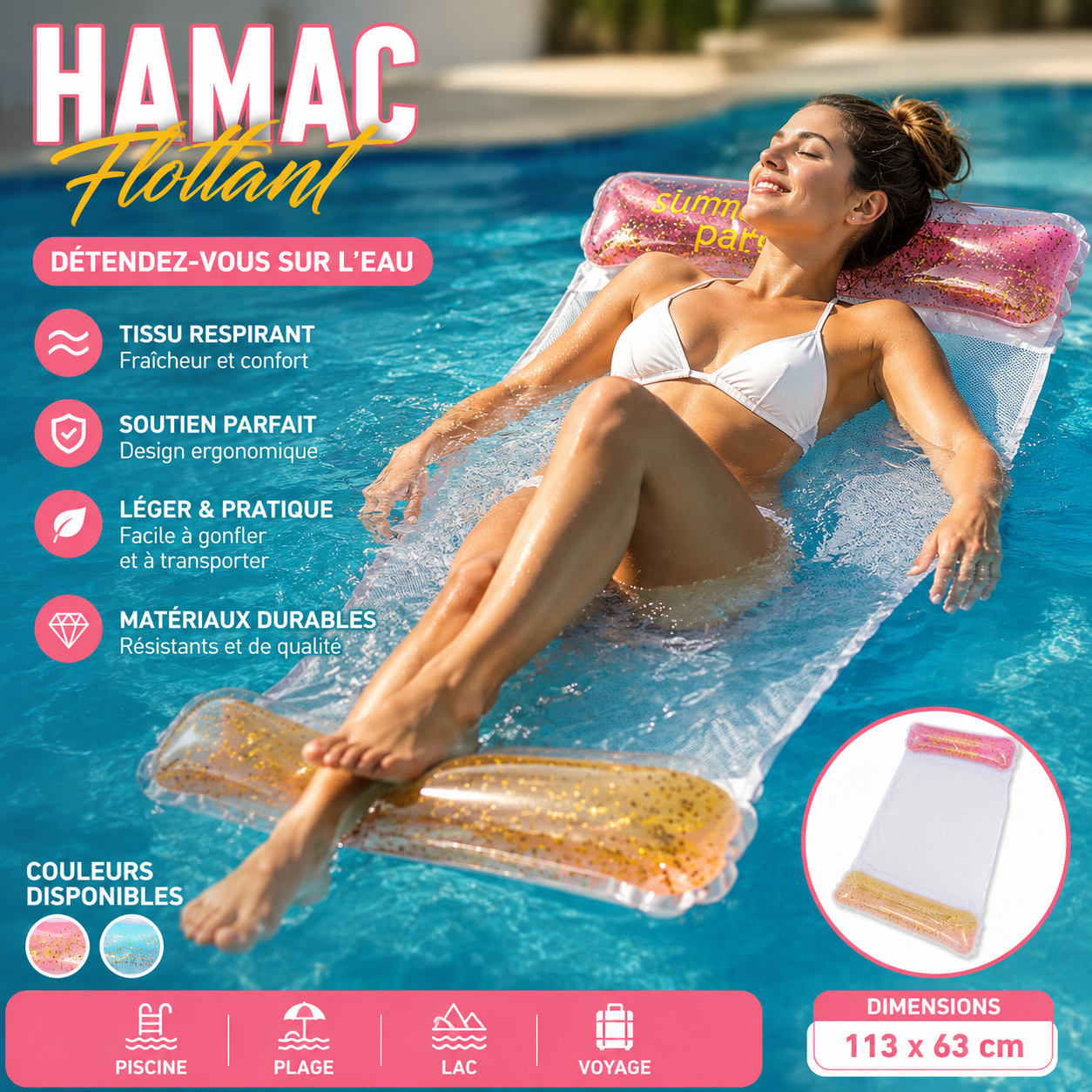 Hamac Flottant 2 Tubes