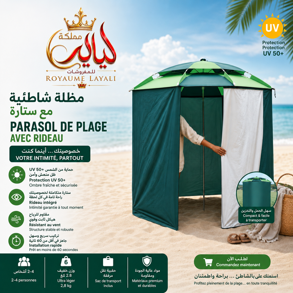 Parasol Cabine Portable UPF 50+ 3m/3m