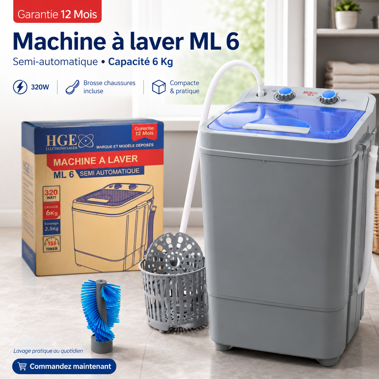 Machine à laver 6kg Semi-Automatique
