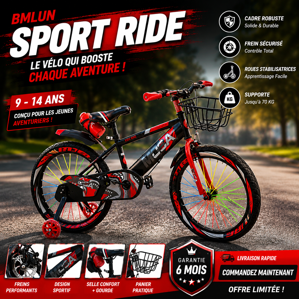 🔥 MOISA Kids Bike — vélo enfant sport 🔥 9 - 15 ans