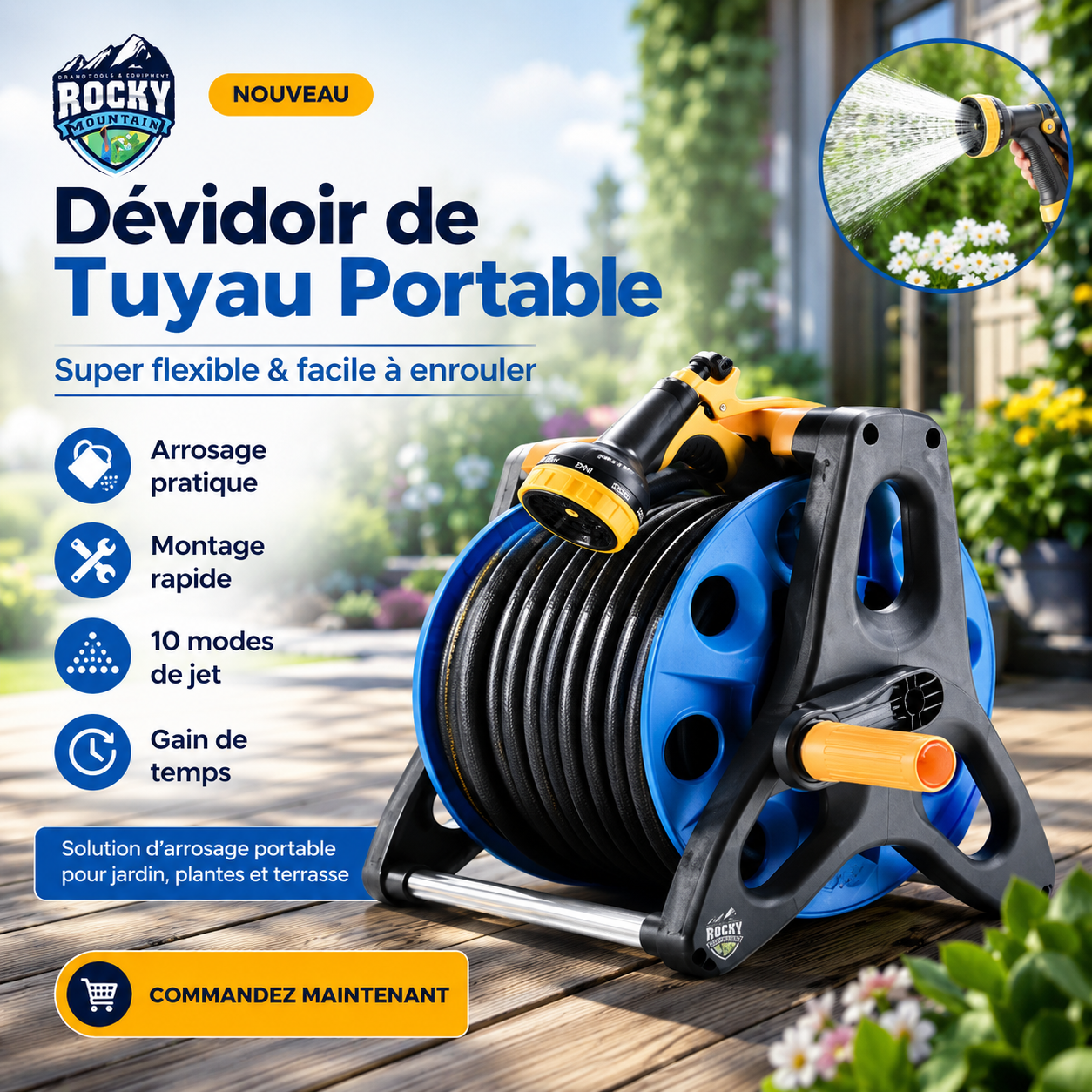 Dévidoir Tuyau Portable Rocky 20 M
