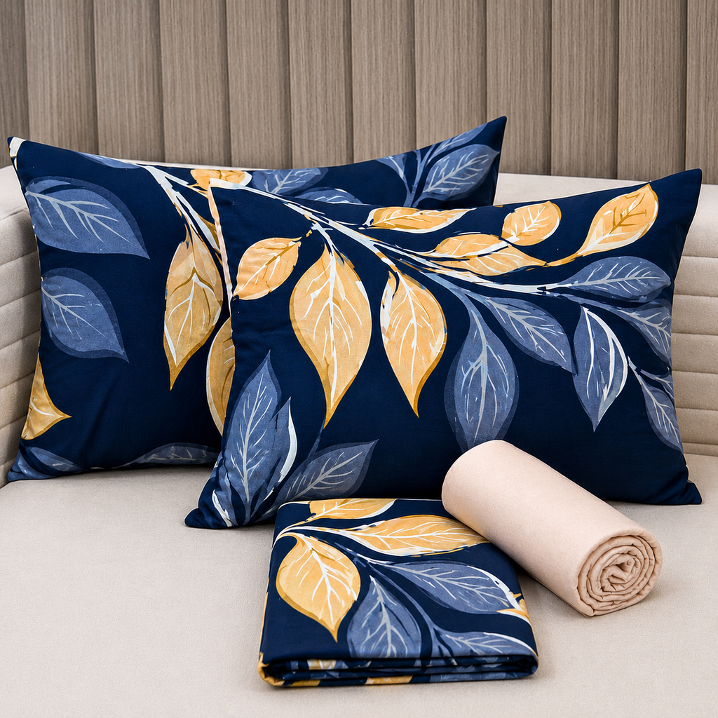Parure De lit Housse 100% Coton 4 Pcs