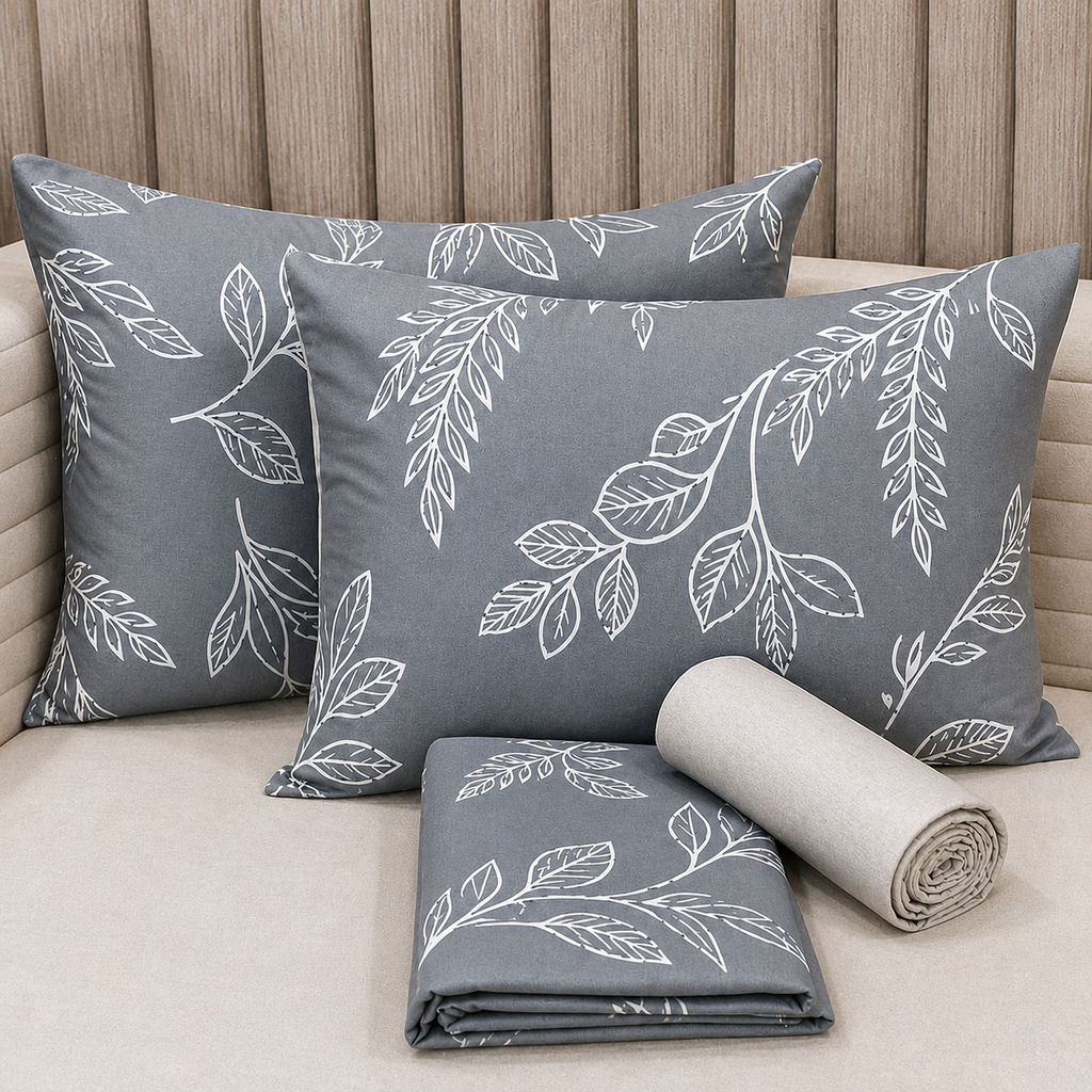 Parure De lit Housse 100% Coton 4 Pcs