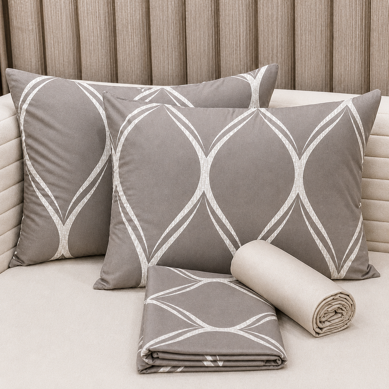 Parure De lit Housse 100% Coton 4 Pcs