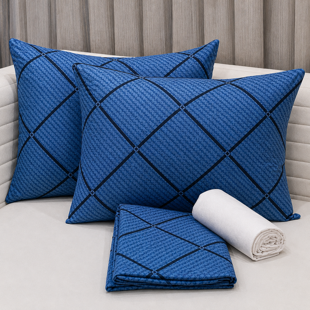 Parure De lit Housse 100% Coton 4 Pcs