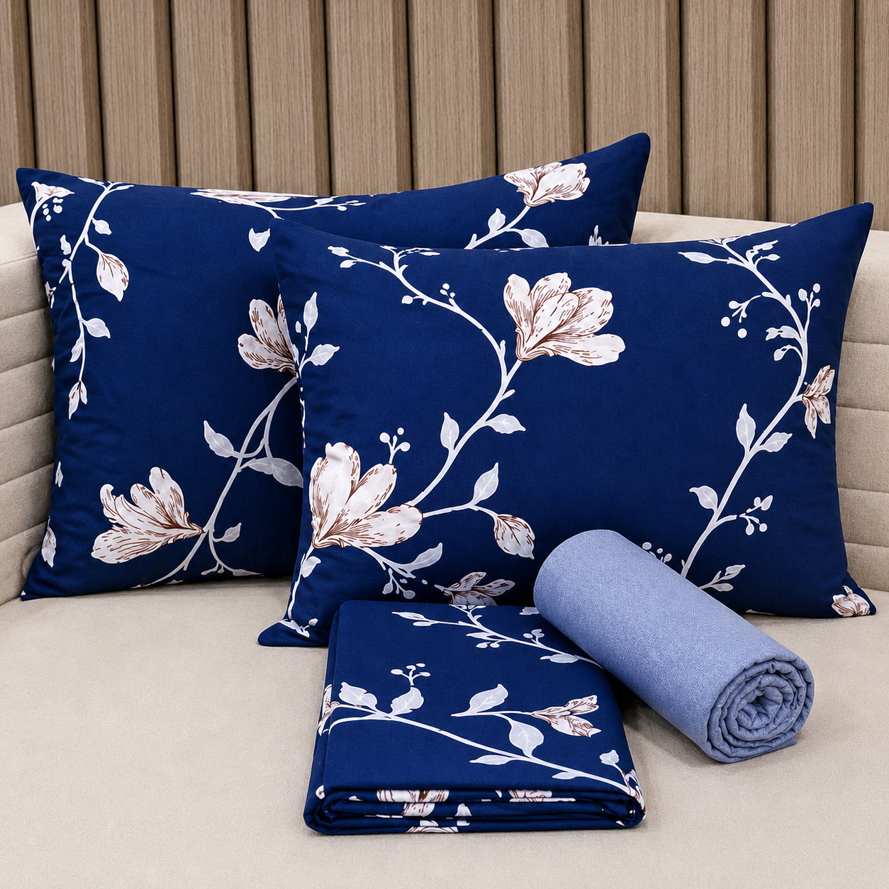 Parure De lit Housse 100% Coton 4 Pcs