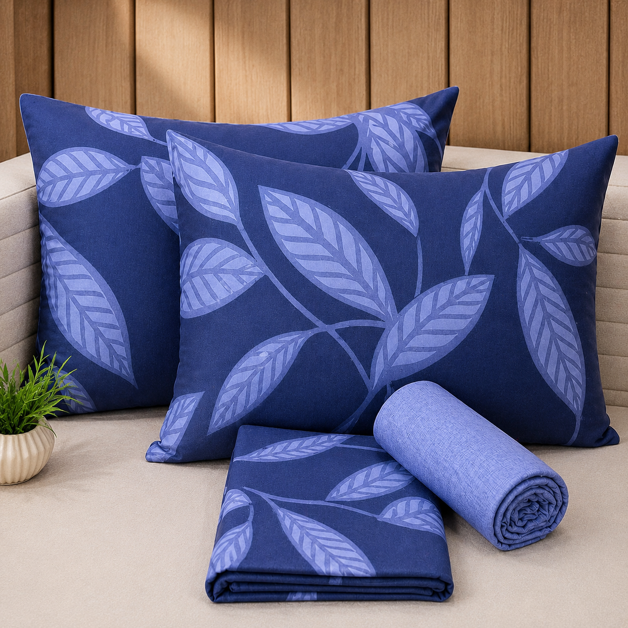 Parure De lit Housse 100% Coton 4 Pcs