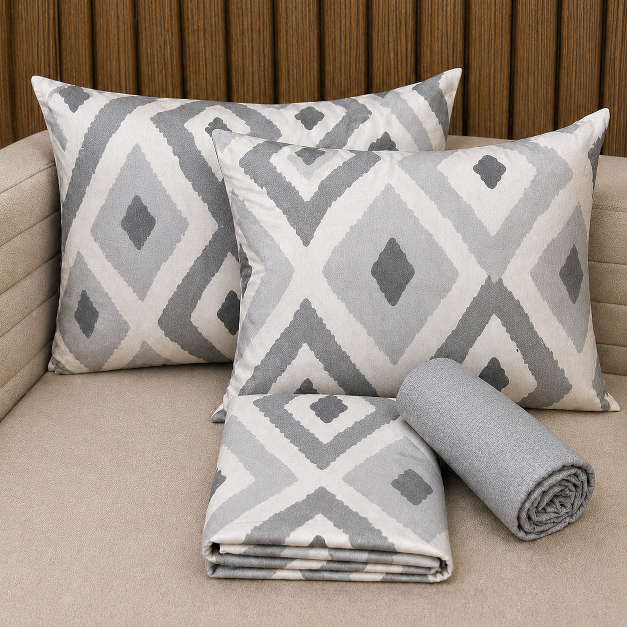 Parure De lit Housse 100% Coton 4 Pcs