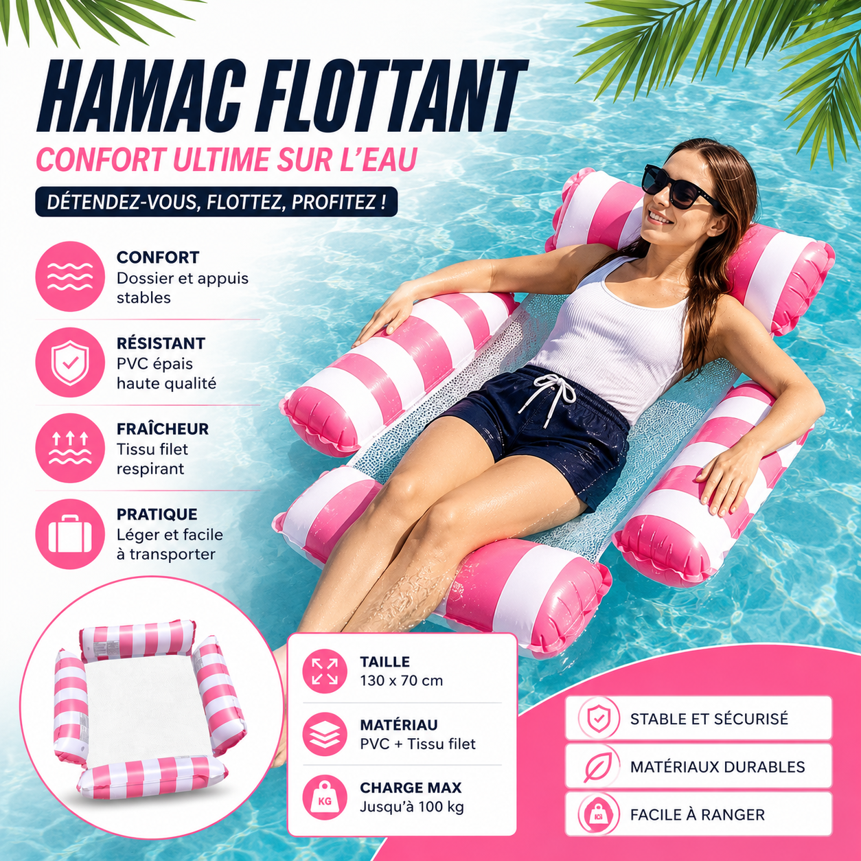 Hamac Flottant 4 Tubes  – Confort Ultime sur l'Eau