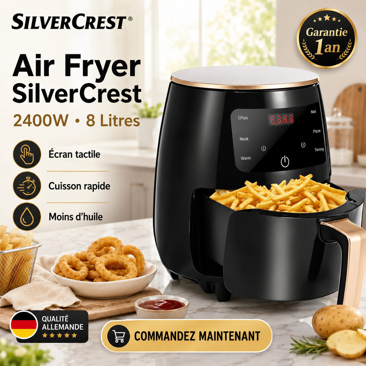 🍟 Air Fryer – Qualité Allemande 🇩🇪 2400w 8 Litre