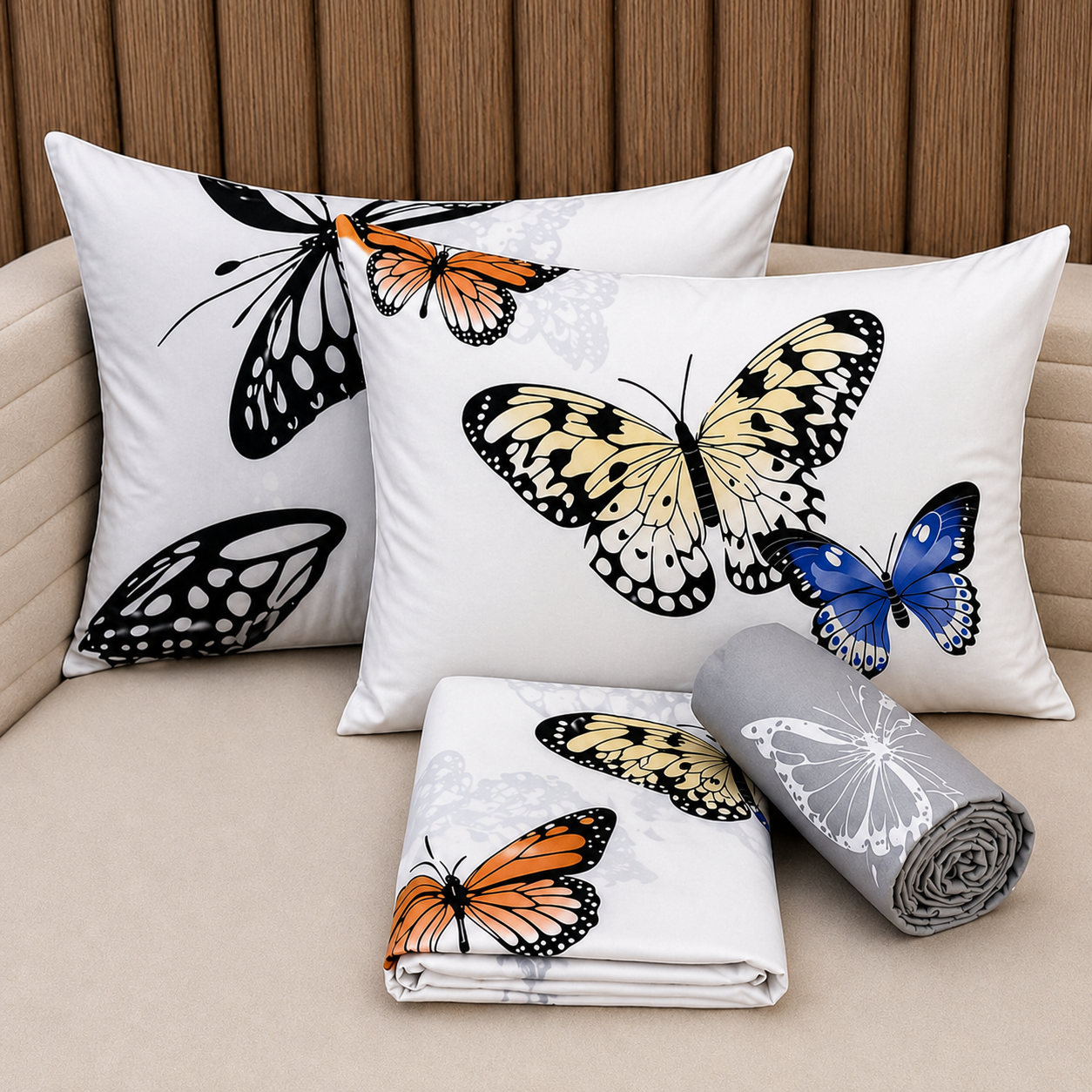 Parure De lit Housse 100% Coton 4 Pcs