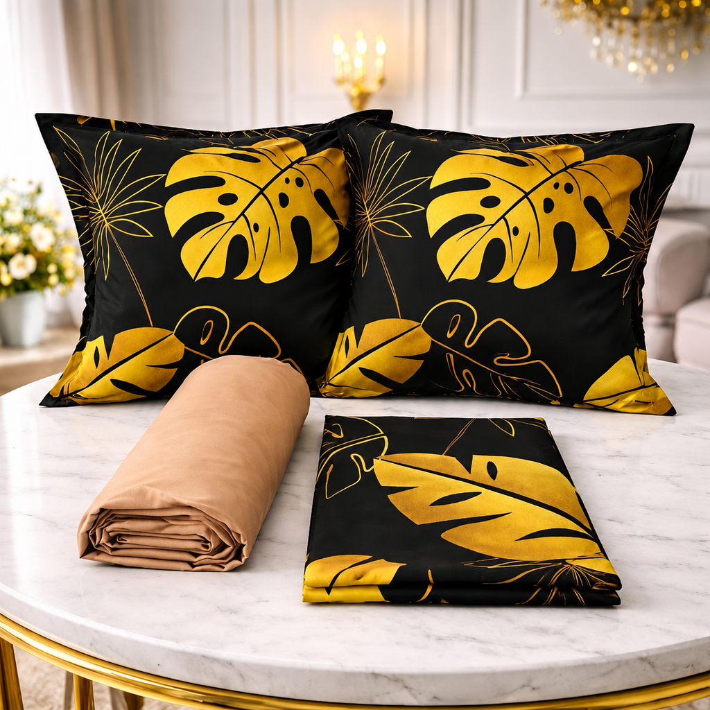 Parure De lit Housse 100% Coton 4 Pcs