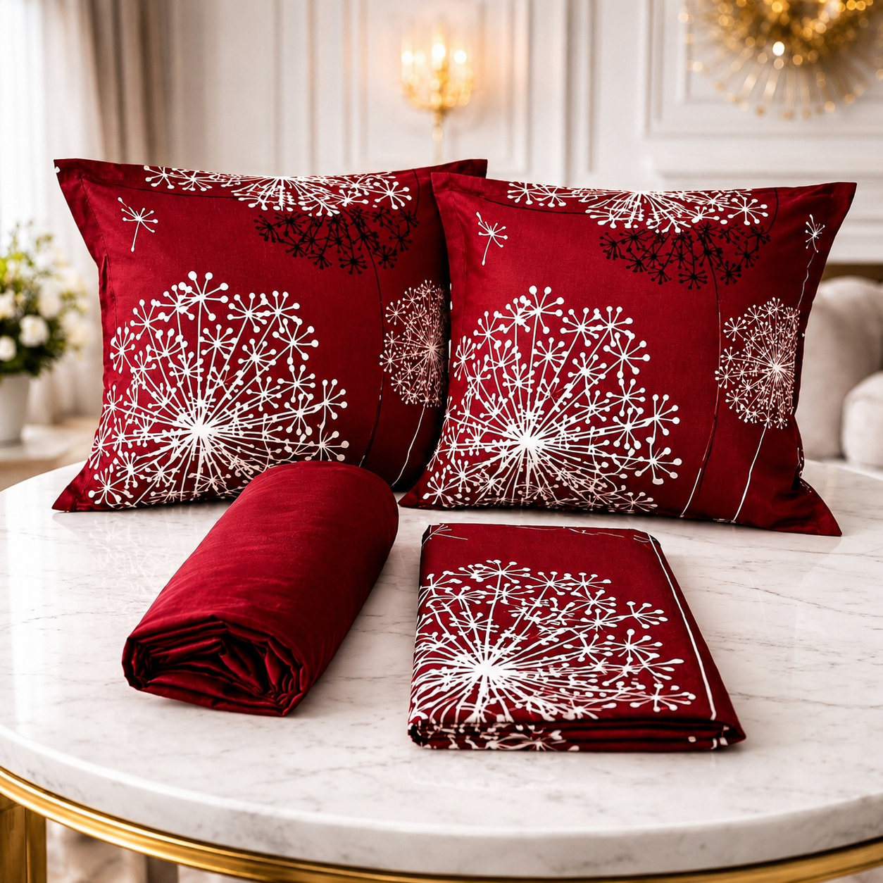 Parure De lit Housse 100% Coton 4 Pcs