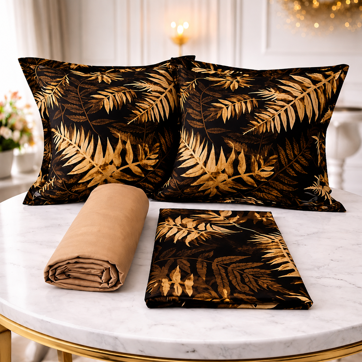 Parure De lit Housse 100% Coton 4 Pcs