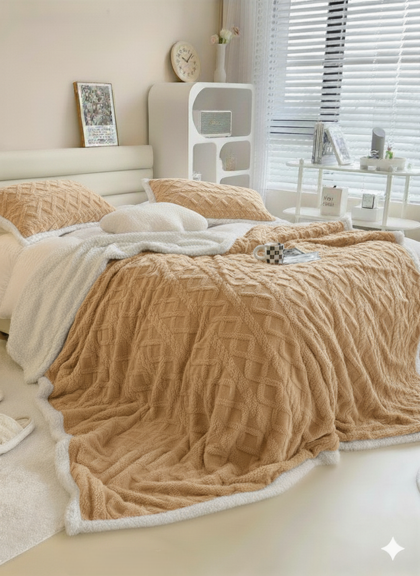 Plaid Jakar علوشة  Double Face Places Avec 2 Taies D’oreiller –210x230 Cm