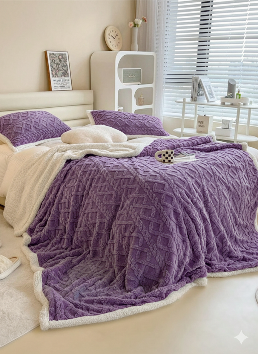 Plaid Jakar علوشة  Double Face Places Avec 2 Taies D’oreiller –210x230 Cm