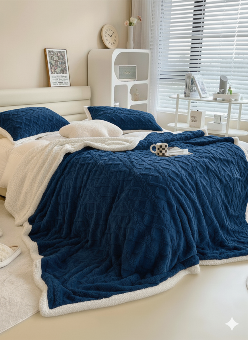 Plaid Jakar علوشة  Double Face Places Avec 2 Taies D’oreiller –210x230 Cm